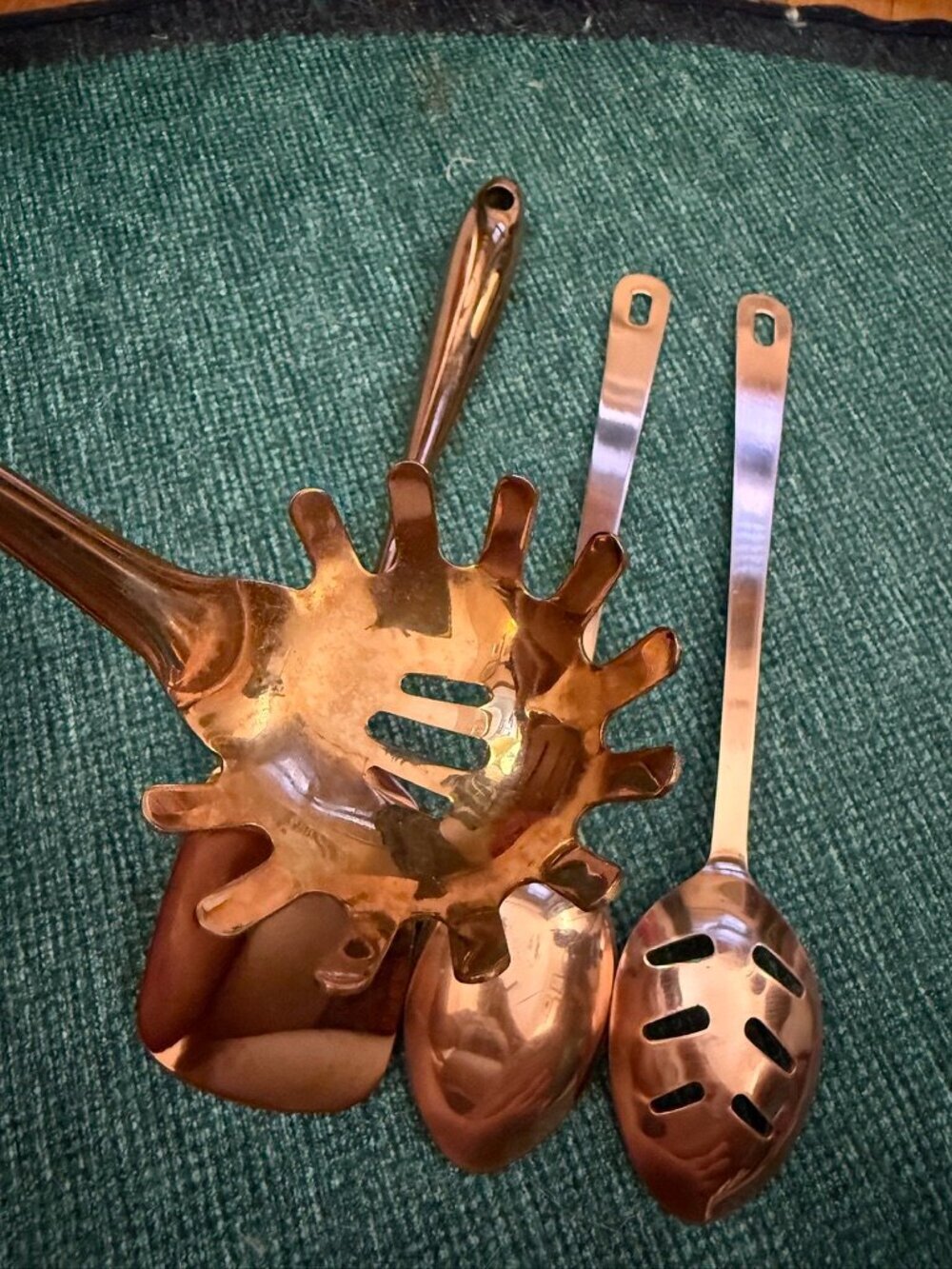 Crate & Barrel Rose Gold Serving Spoons Utensils (Set of 4) - Picture 4 of 5